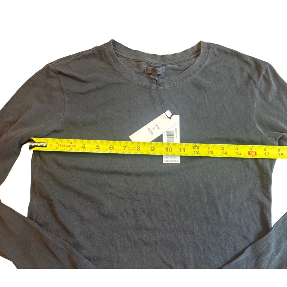 Unsubscribed Faded Distressed Black Long Sleeve Crew Neck Tee T Shirt XS NWT - Picture 4 of 8